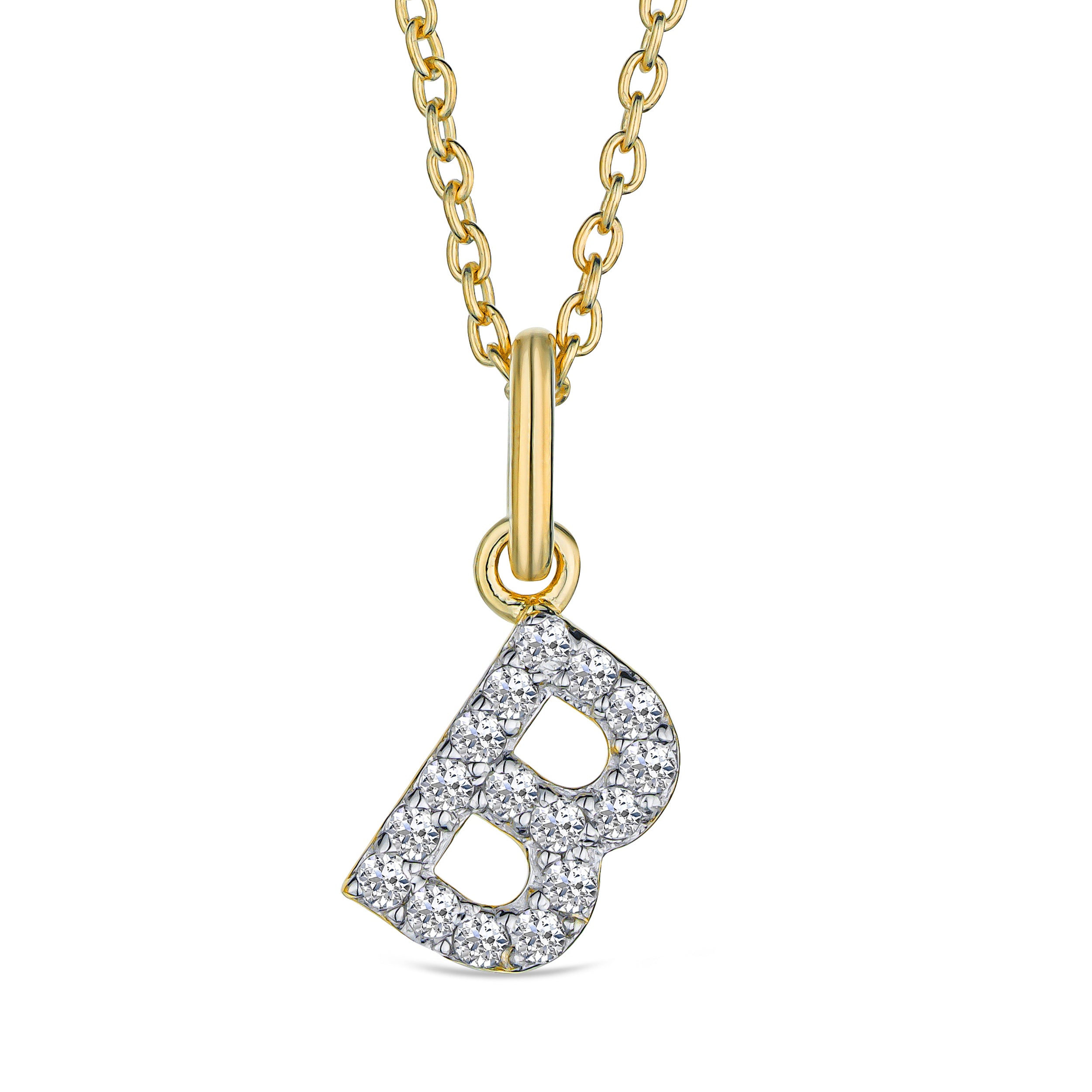 Love Letter Initial B Lab Diamond Necklace set in 18K Gold Vermeil